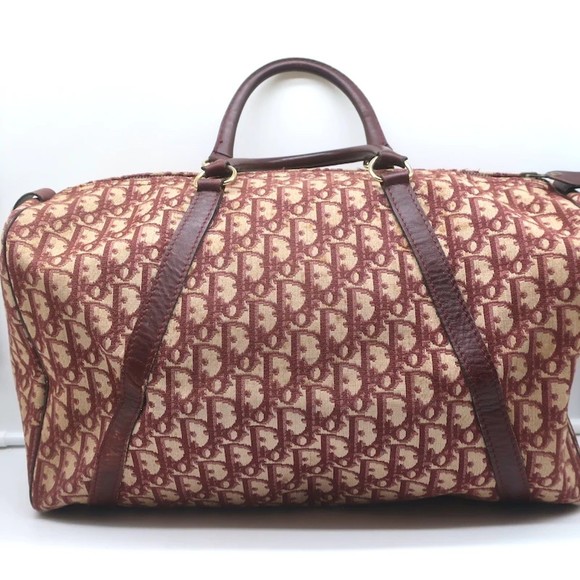 Vintage Christian Dior Trotter Boston Bag Burgundy Diorissimo Canvas - Picture 2 of 11